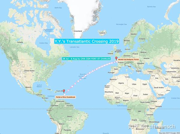 路线:法国西部港口montoir de bretagne   加勒比海的法国海外省