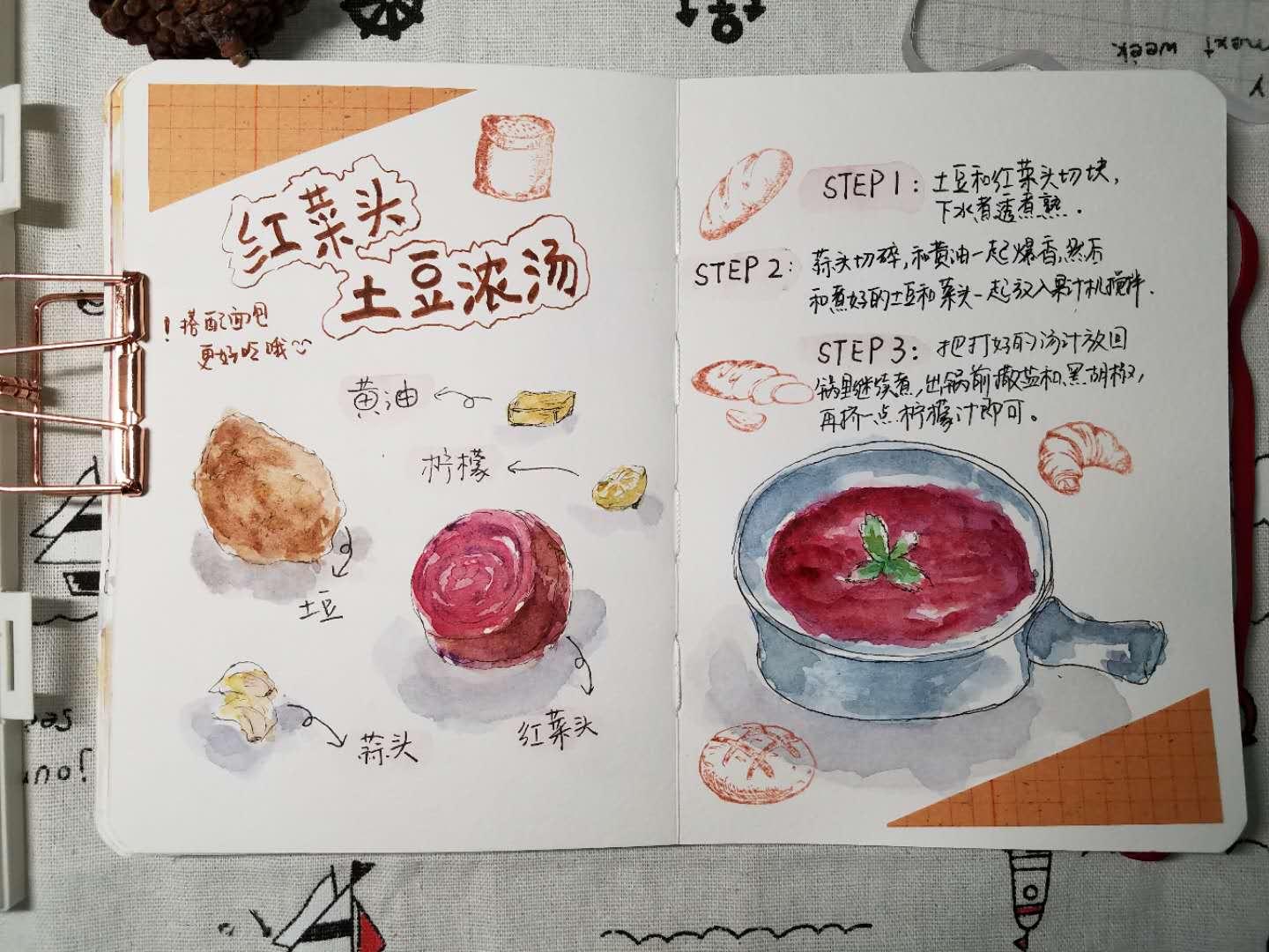 美食手帐:红菜头土豆浓汤食谱