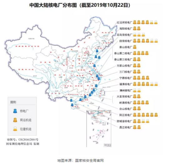 2019年10月核电站最新分布图