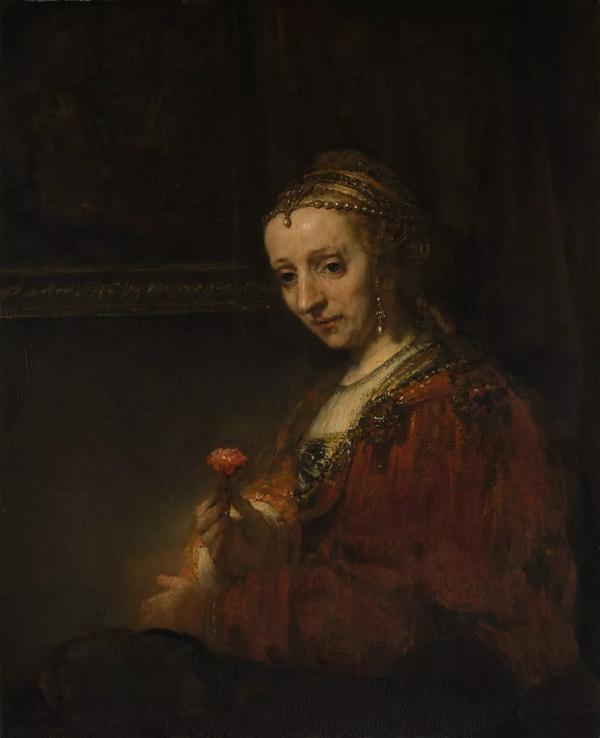 rembrandt van rijn,rembrandt 粉红色的女人 伦勃朗(rembrandt van rijn,1606-1669)约1660年