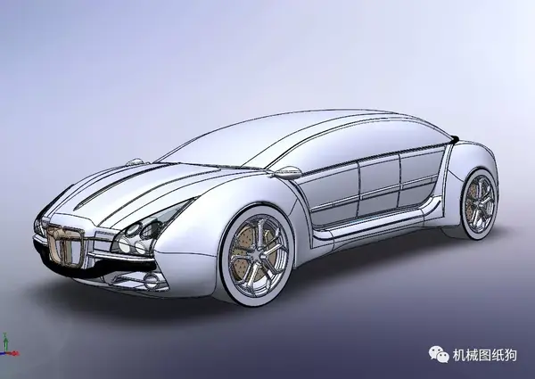 【汽车轿车】豪华轿车概念车模型3d图纸 solidworks设计 附step igs