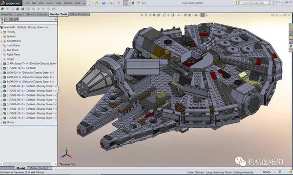 飞行模型75105星战千年隼飞船拼装模型3d图纸solidworks设计