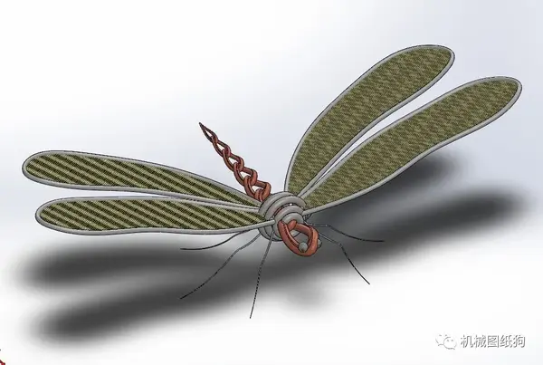 【生活艺术】装饰艺术蜻蜓结构模型3d图纸 solidworks