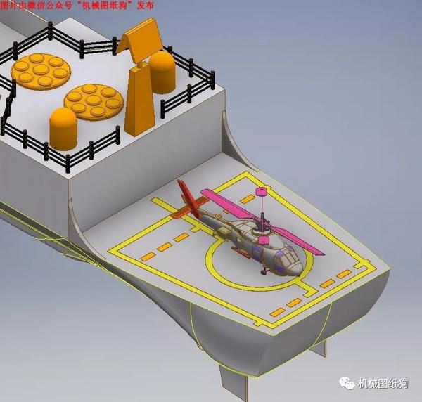 海洋船舶 054d驱逐舰3d模型图纸 inventor设计