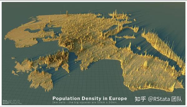 2020年中国人口密度3d蜂窝地图使用r语言绘制3d蜂窝地图