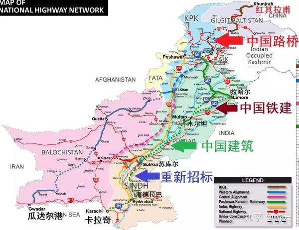 相比铁路推进的滞后,中巴高速公路(m线:motorway)项目在各大央企的