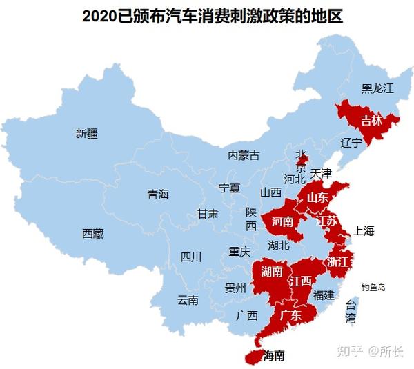 先用中国地图粗略展示下已颁布政策的区域.(没有细化到城市维度)