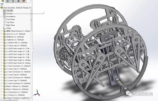 机器人仿生蜘蛛可步行可翻滚机器人3d图纸solidworks设计