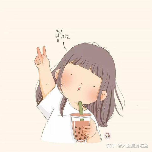 小女孩喝奶茶头像可可爱爱