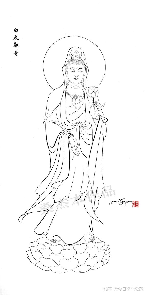 用菩提心创作了这组画迹淡淡的《三十三观世音