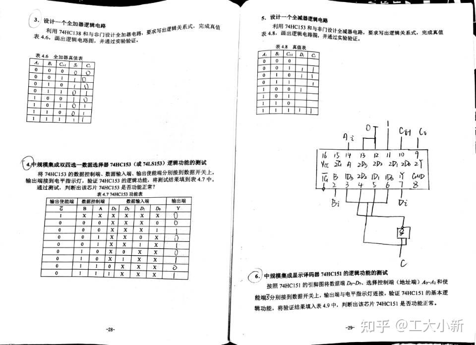 全加器,全减器,四人表决电路,74hc138,74hc151)