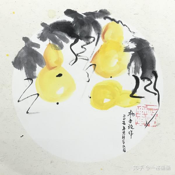 一格画画少儿美术教育学院杨子玟小学员国画绘画作品《葫芦》