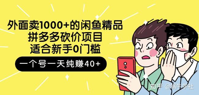 外面卖1000的闲鱼精品拼多多砍价项目一个号一天纯赚40适合新手0门槛