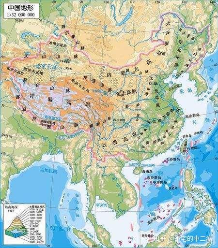 中国人口密度和地形图