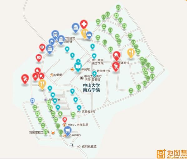 推荐地图二:中山大学南方学院点标记地图