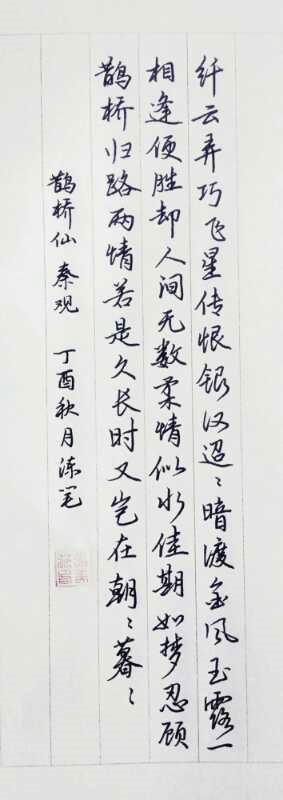 秦观《鹊桥仙》手写钢笔字笔友钢笔书法习作欣赏