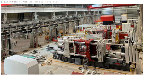 特斯拉上海工厂model y压铸车间;图片来源:特斯拉
