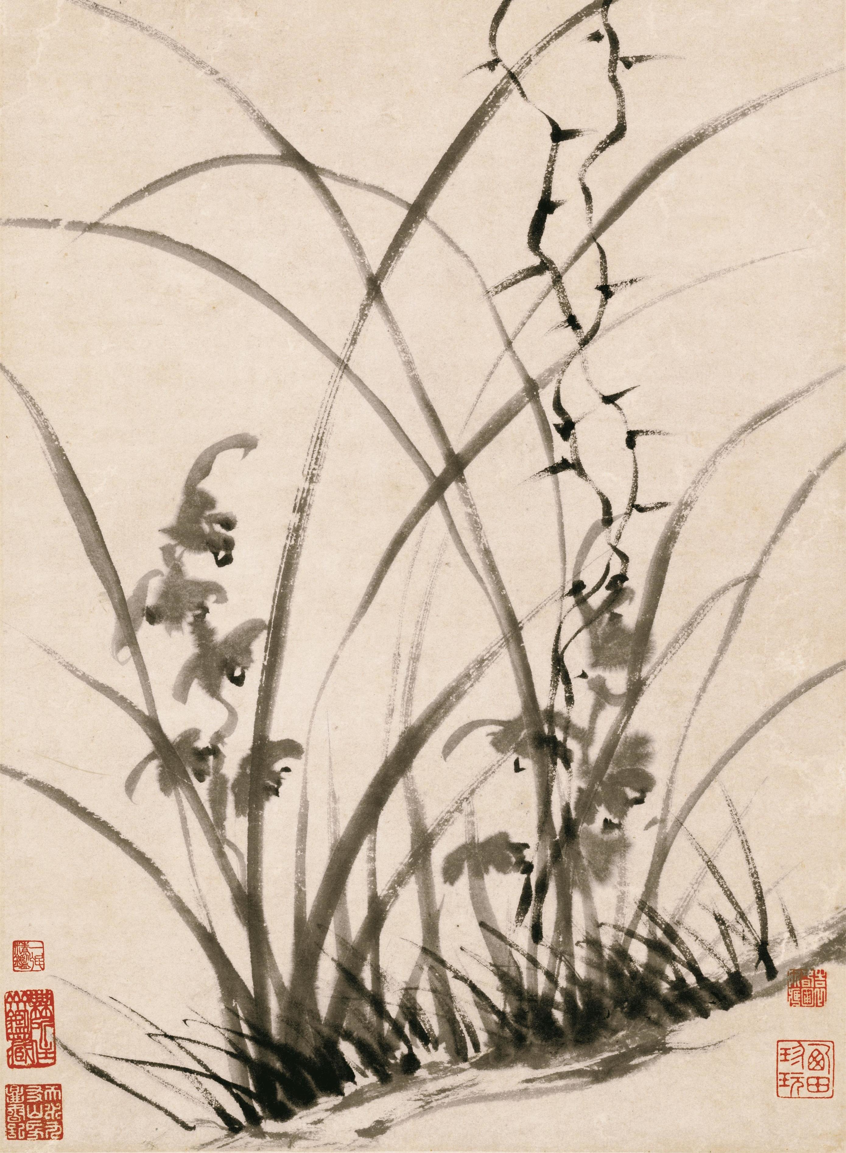 翰墨南朝国画 的想法: 《兰花图》是明代文彭创作的纸本墨笔画,纵65