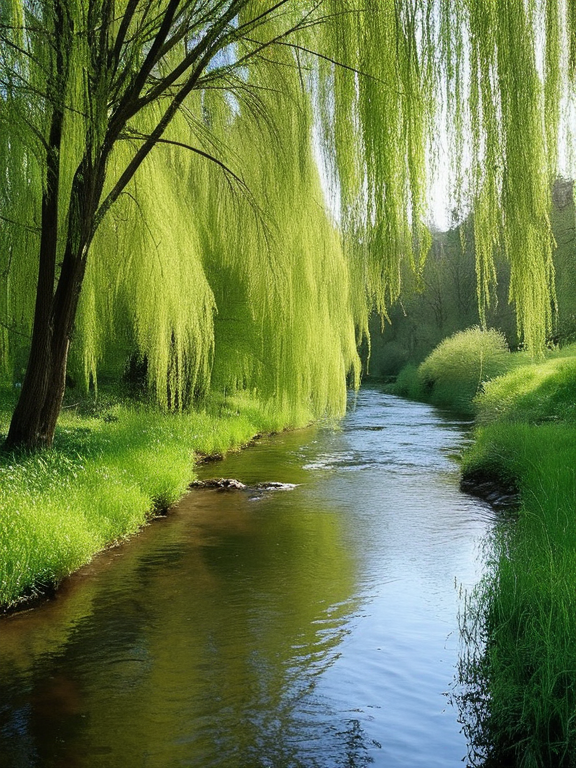 叶落秋风过 的想法: 河畔春景美,杨柳依依绿.