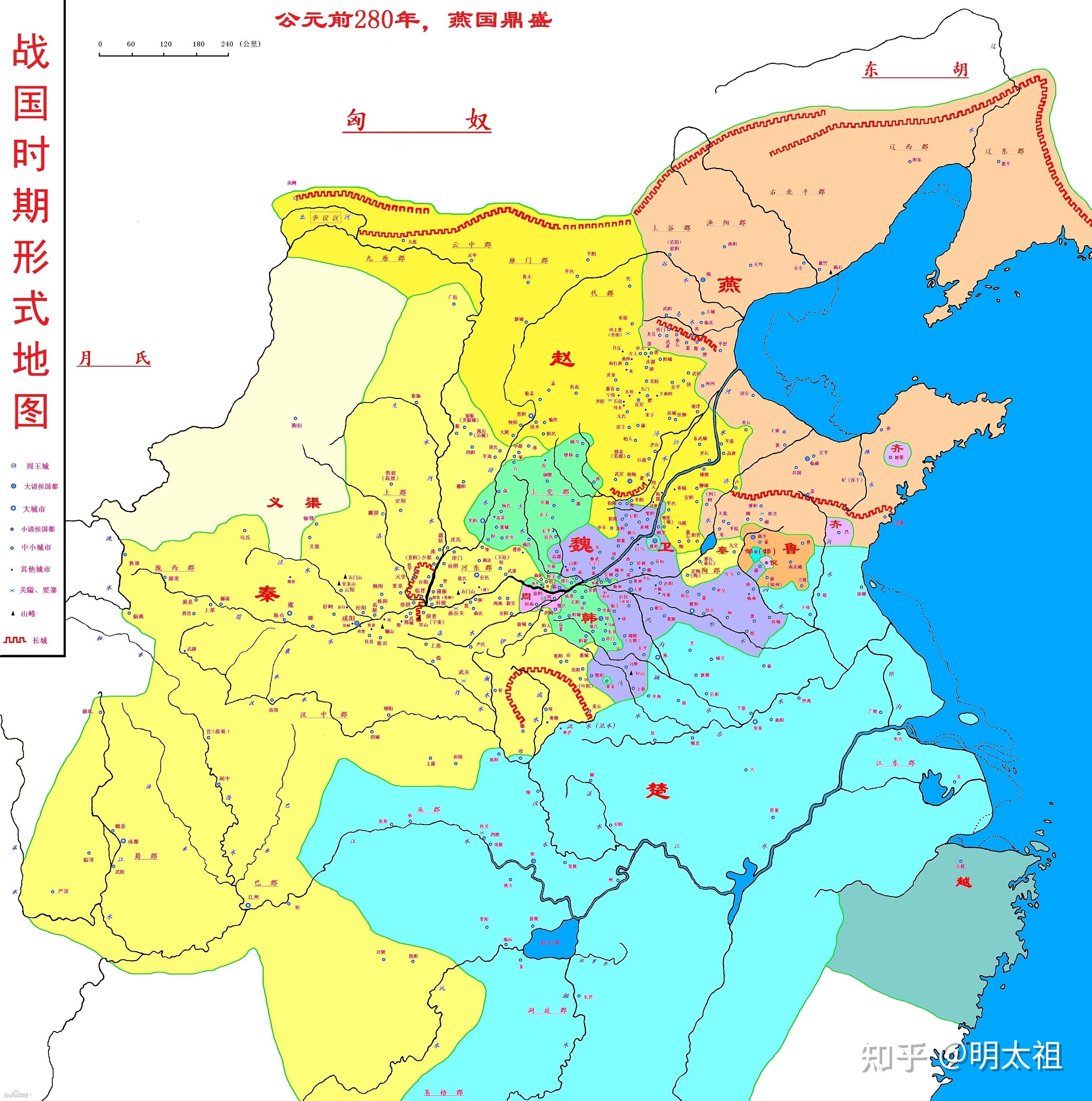 乐毅破齐后的战国七雄形势图公元前287年正值韩赵魏齐楚五国联合伐秦