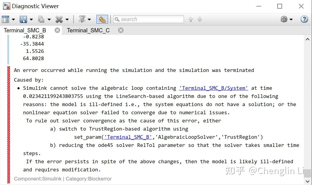 Chenglin Li 的想法: 两次simulink仿真遇到如下情况：An error occurred while running the ...