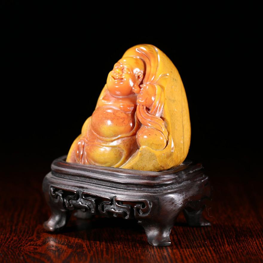 石尚 的想法: 黄皮红心牛蛋 | 寿山石牛蛋石精雕摆件开心罗汉 编号