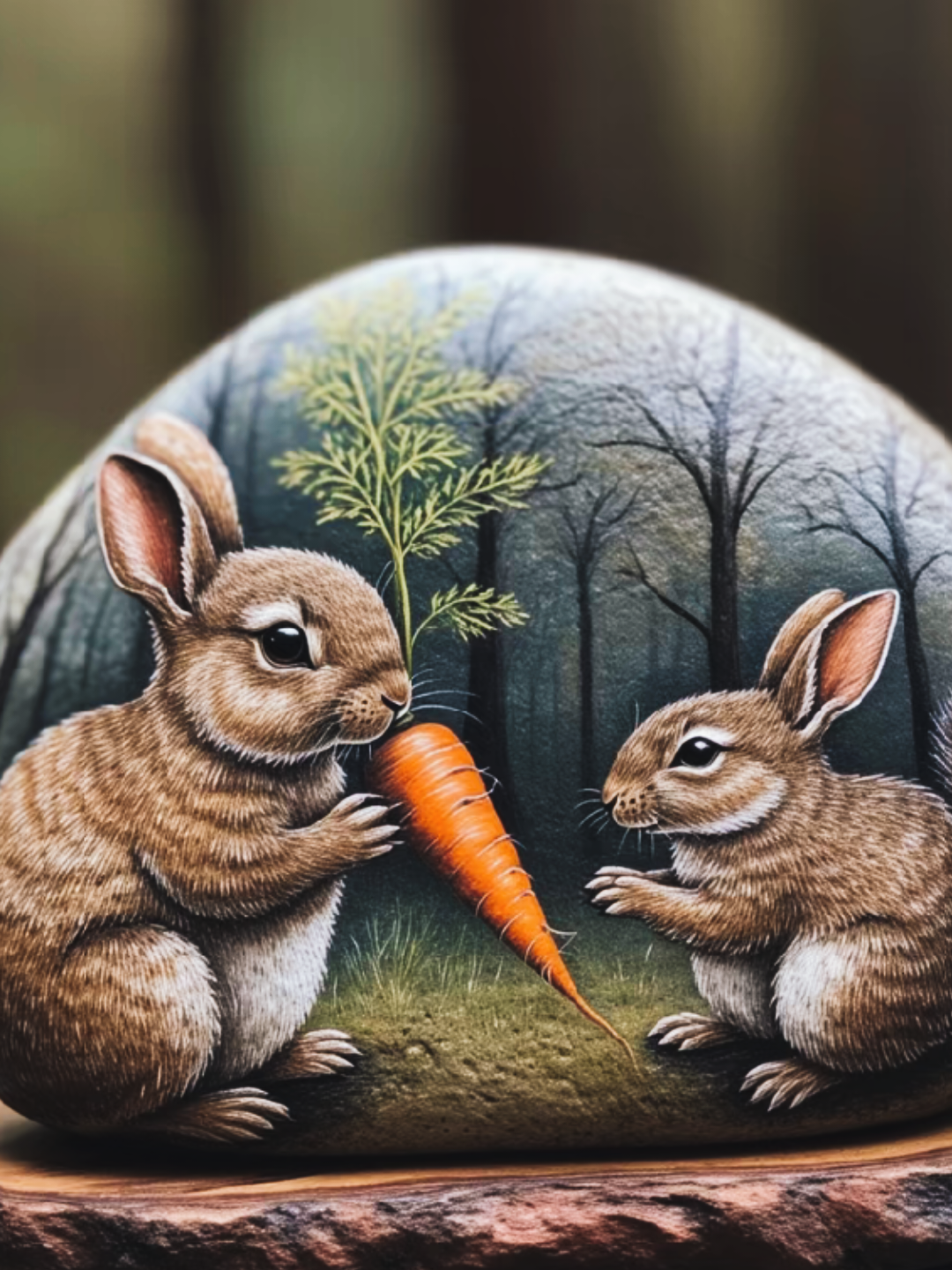 石头画刻画的温馨的场面,母性十足的动物惹情