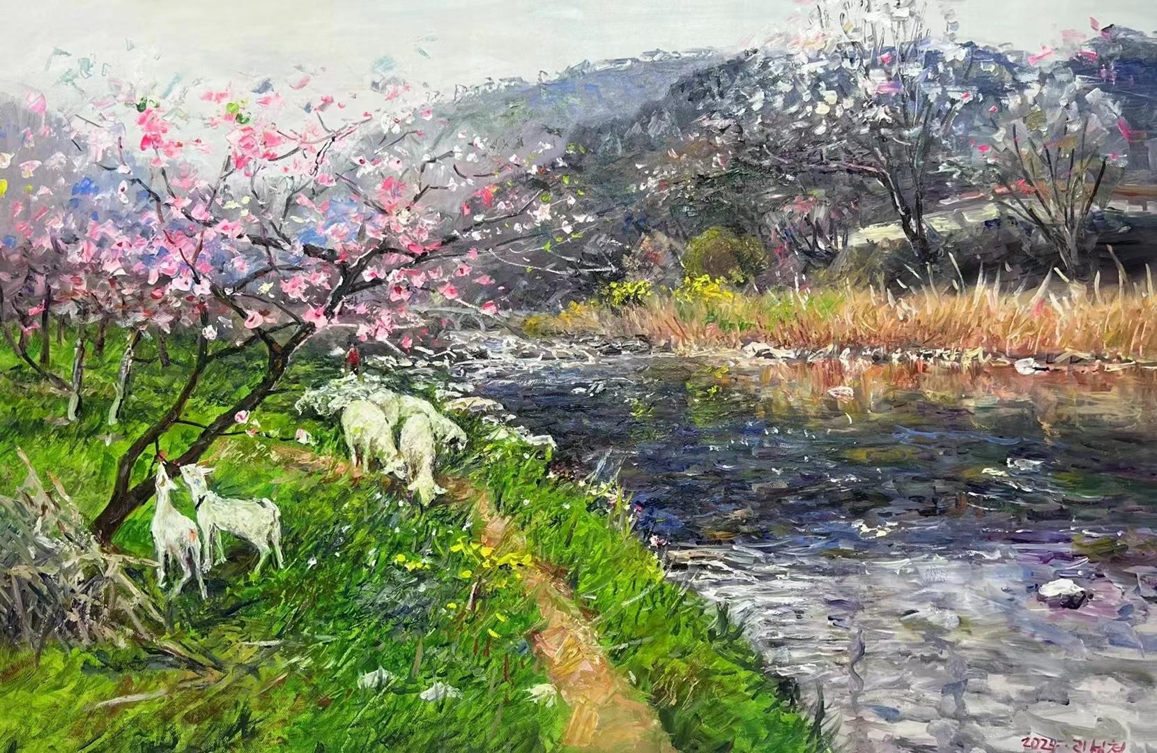 朝鲜画家创作基地 的想法: 朝鲜油画《春光》 | 朝鲜油画《春光》,成