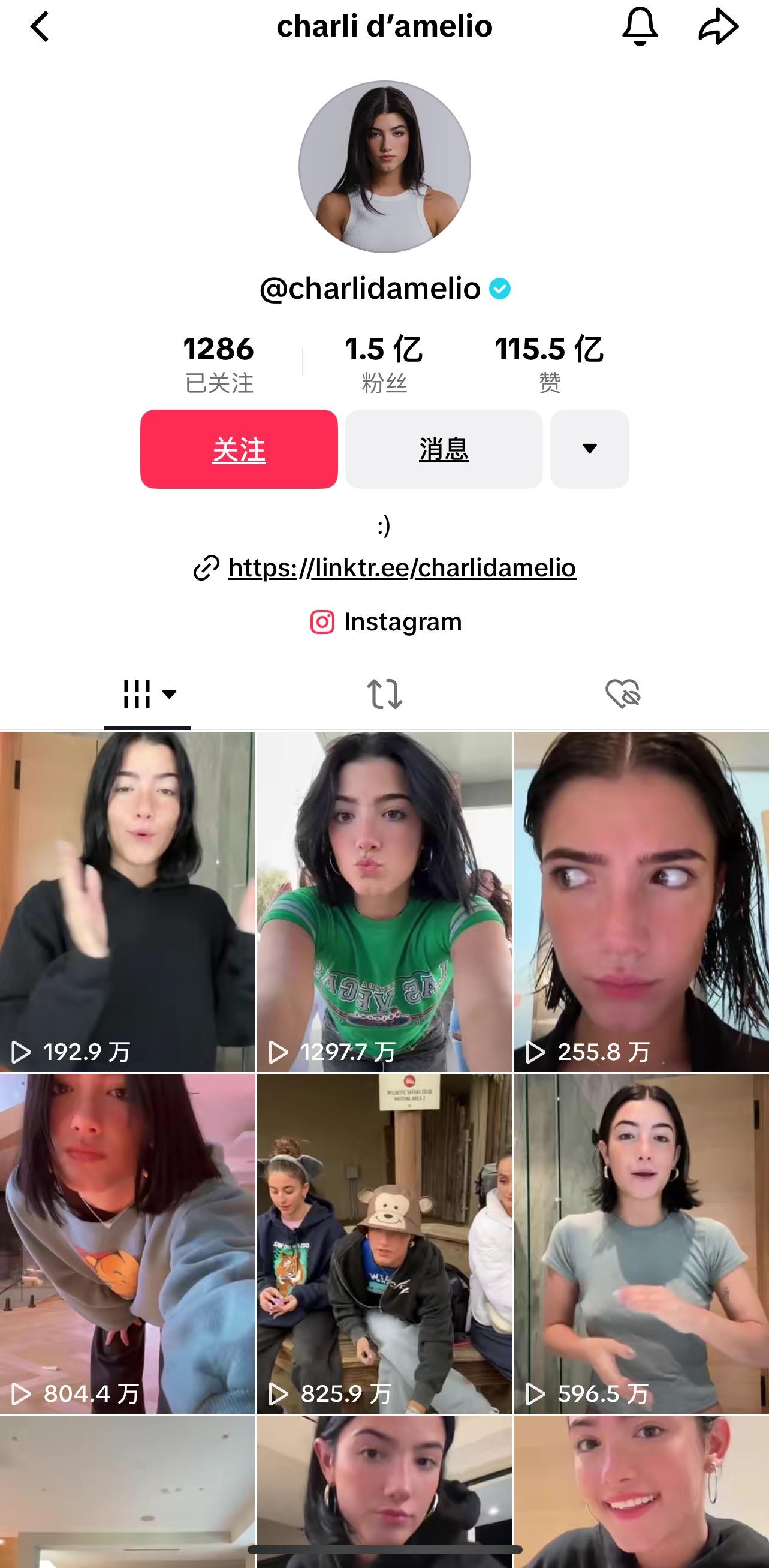  br>tiktok 上全球关注人数最多的创作者: br>9495 khabane lame