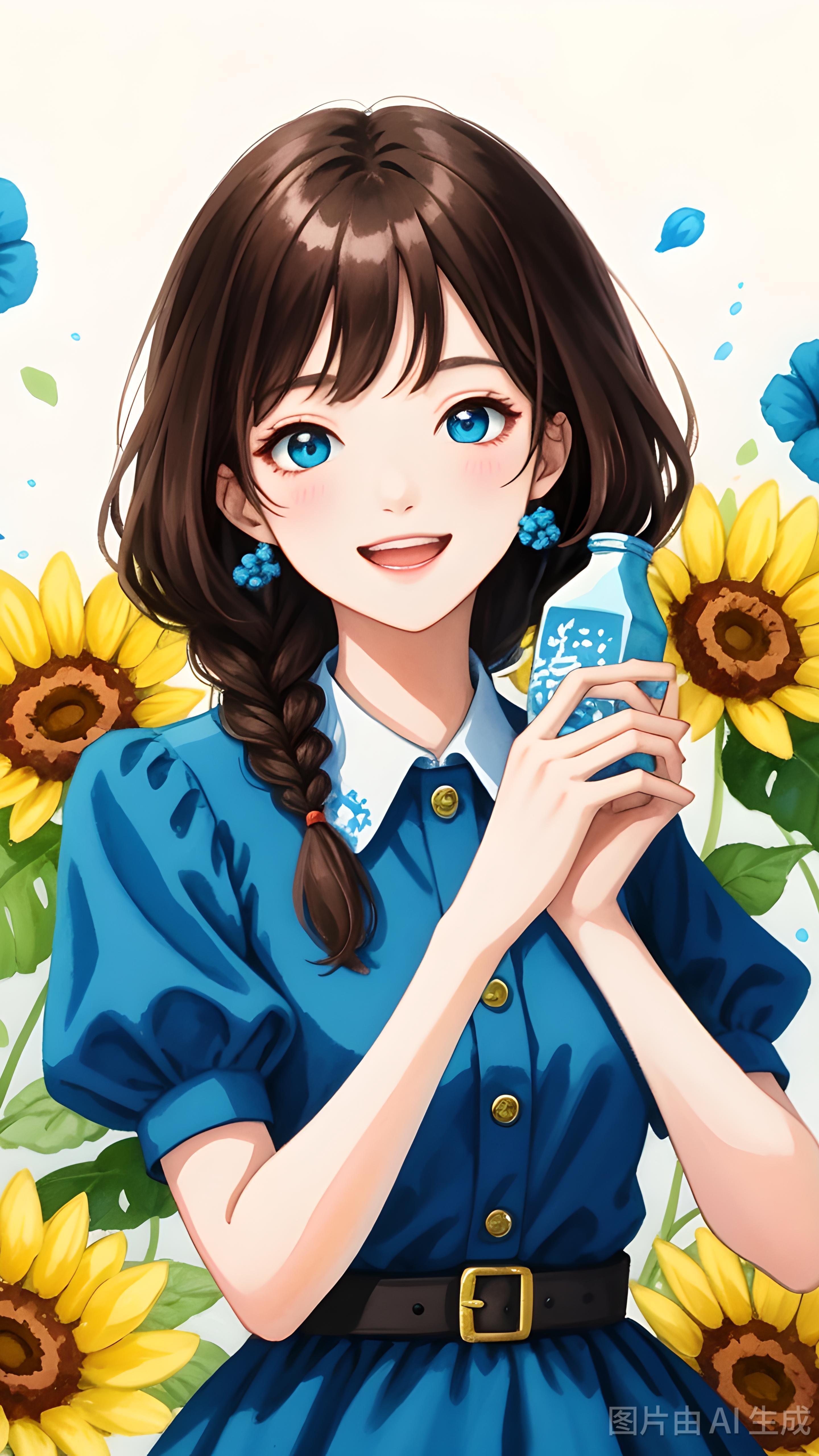 ai学习笔记 的想法: #ai人工智能绘画 新国风萌系插画,扎麻花辫的女孩