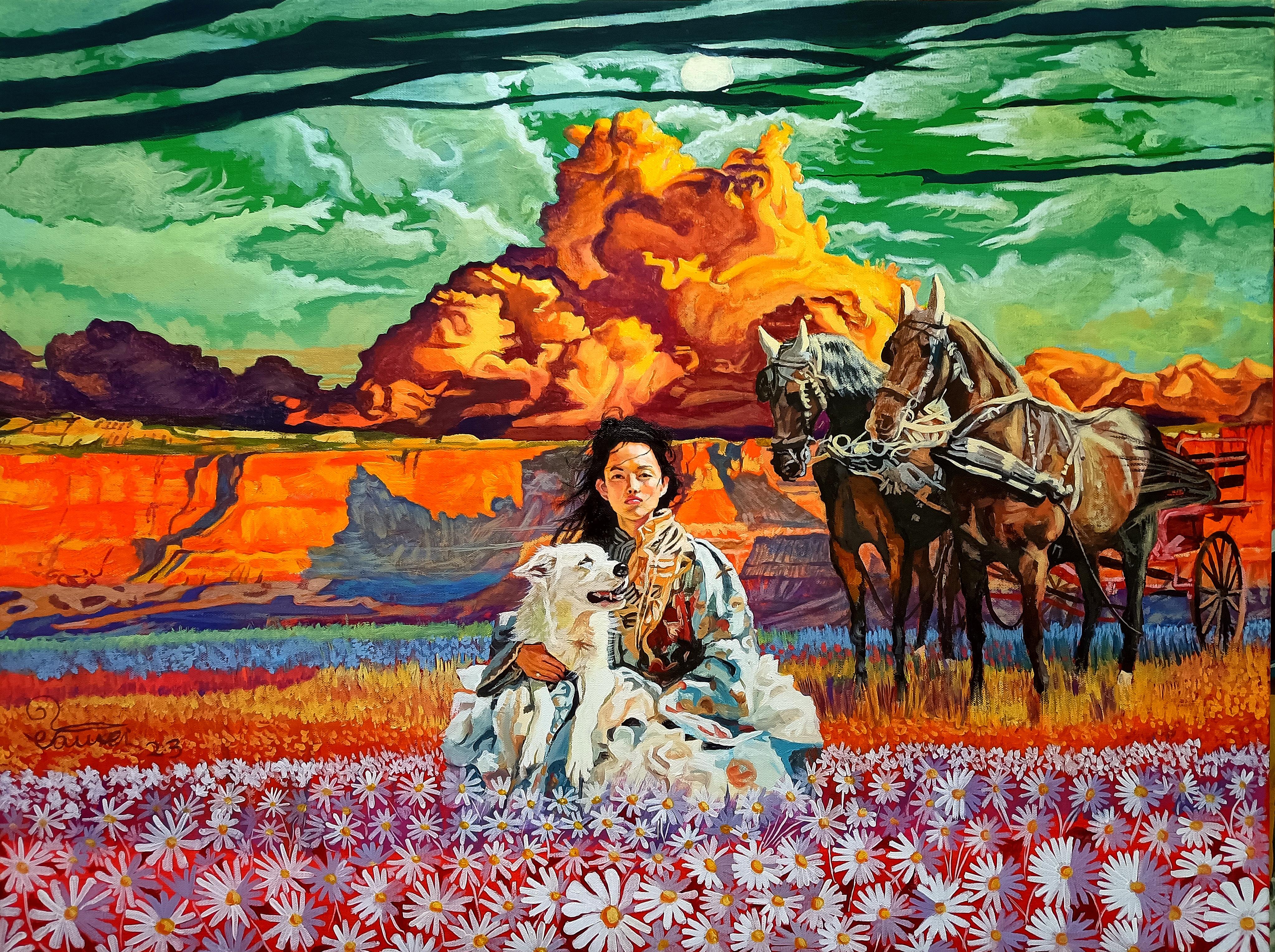 画家尤伟 的想法: 我的油画作品《德庆曲珍的神秘之旅》