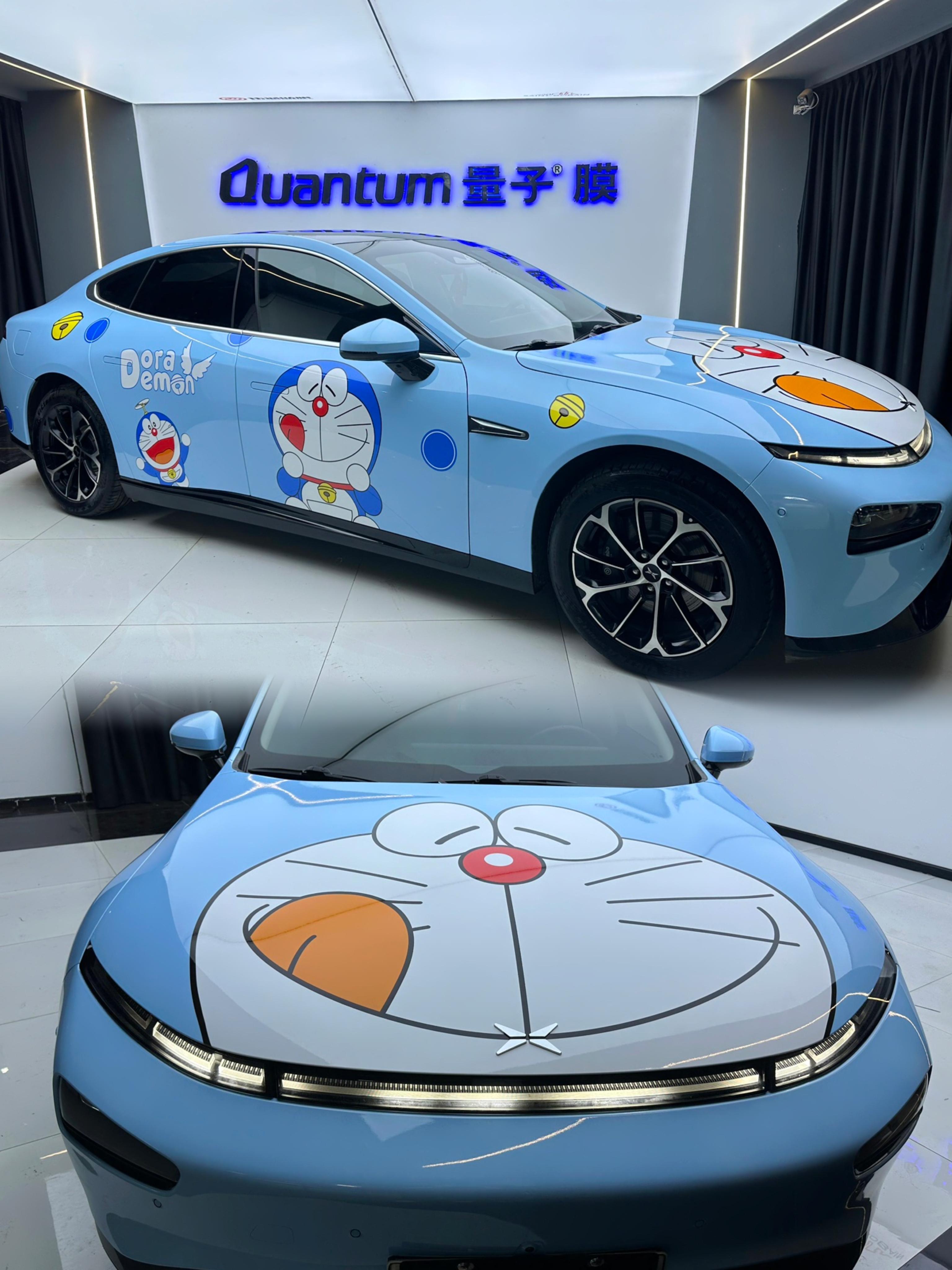武汉伟诚汽车贴膜 的想法: 哆啦a梦x小鹏p7改色💙怎么办太爱了