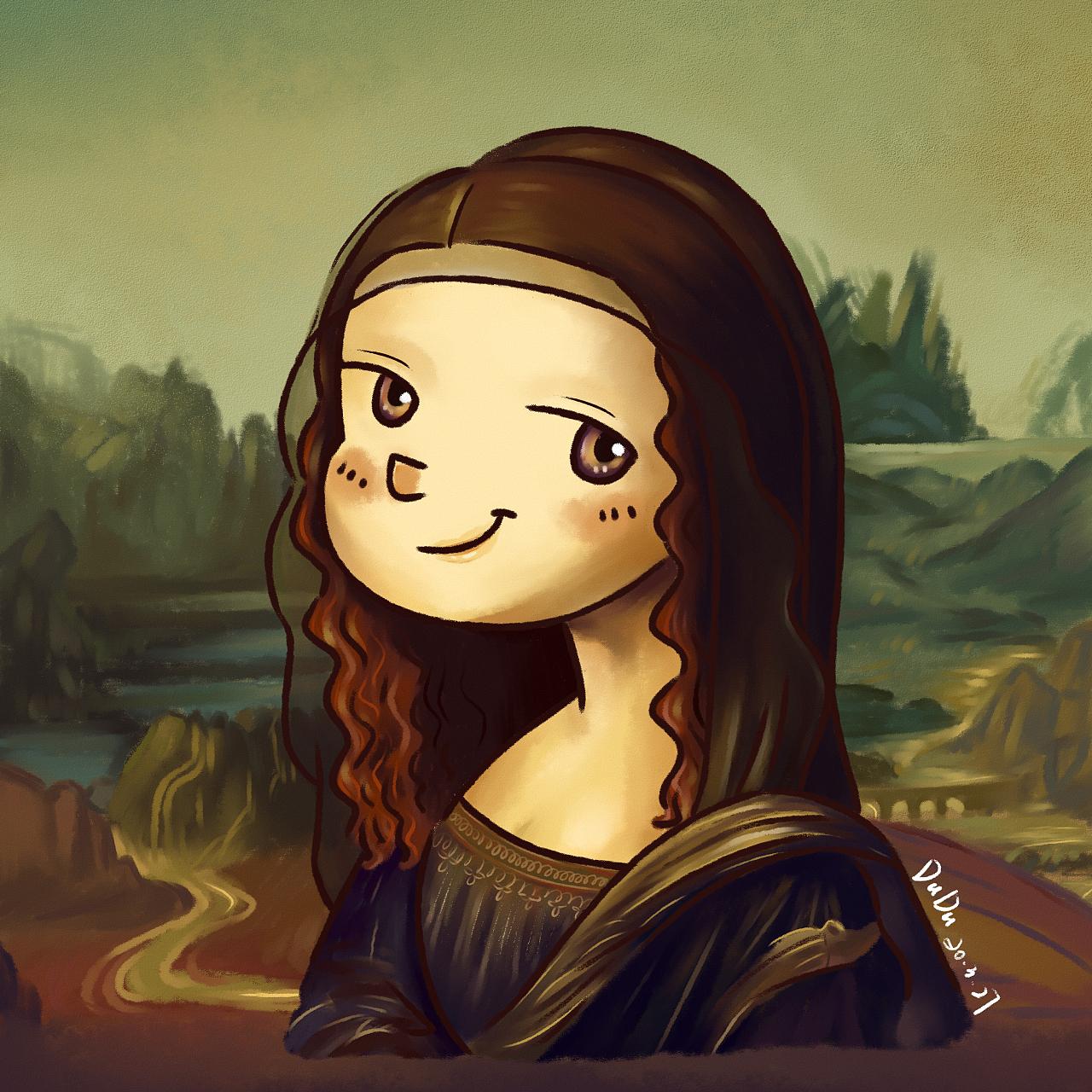 秋书挽意 的想法: 世界名画可爱系～蒙娜丽莎的微笑