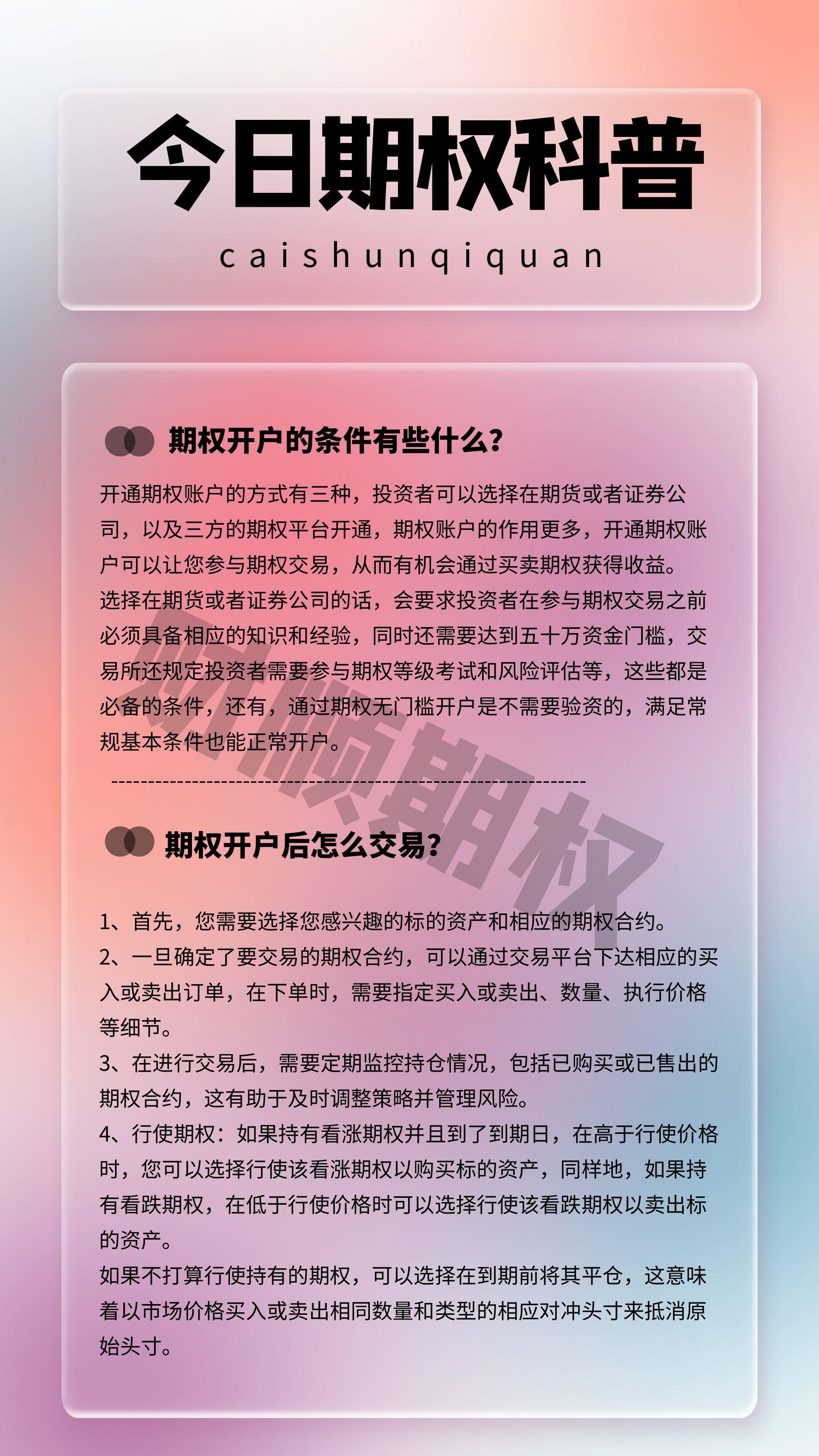 购买期权的条件有哪些