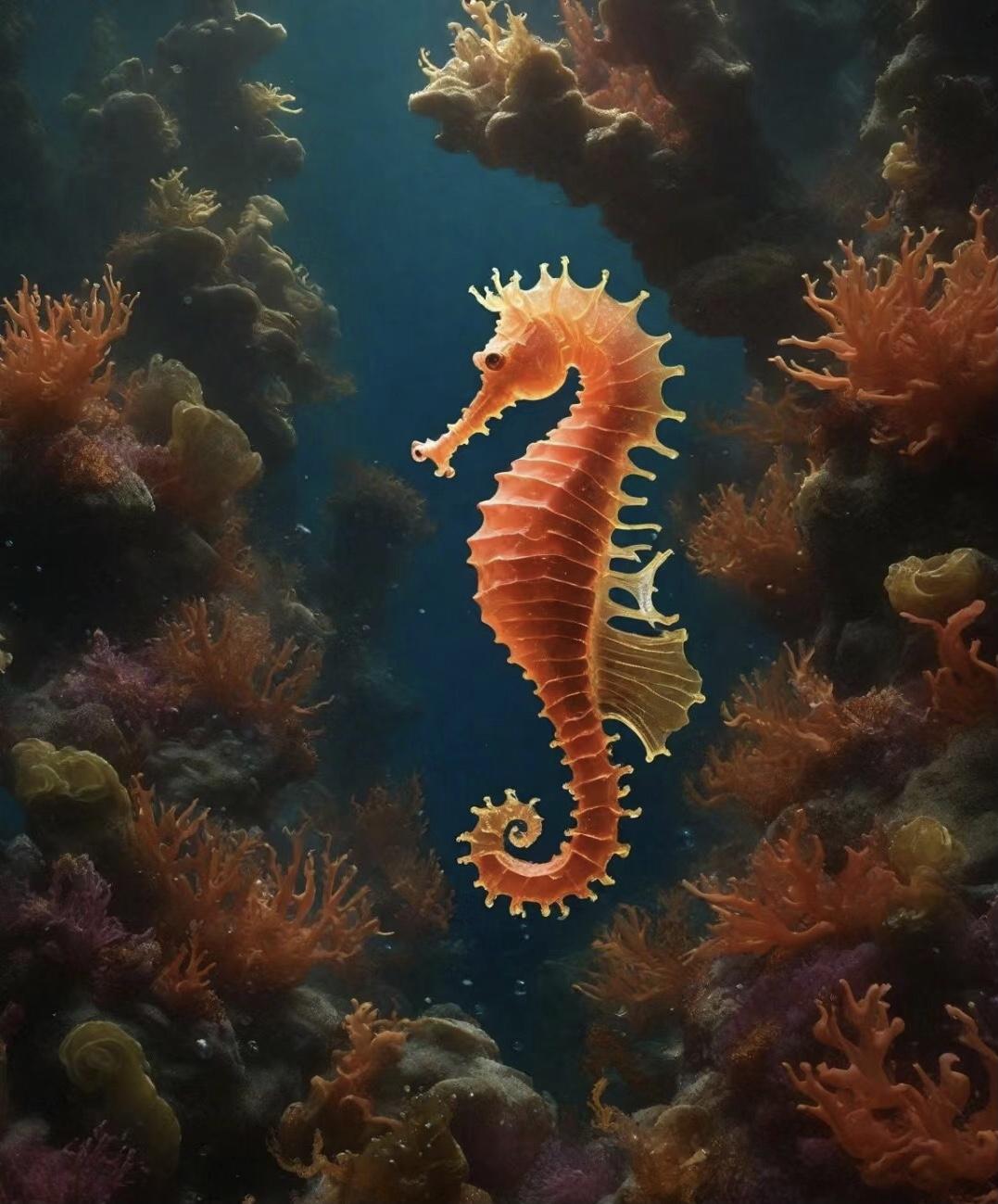 海马是海洋中唯一由雄性怀孕的动物,雌性会把卵产在雄性的育儿袋