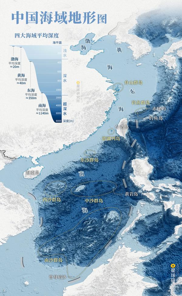 星球研究所 的想法: 一图读懂中国海域! | 国际上划分深水区的标准有>300米、>400米、>500米等不同方案,本图采用>300米… - 知乎