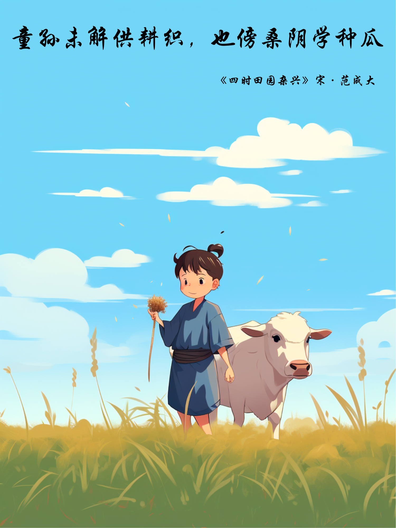 产品二姐 的想法: ai画诗:童孙未解供耕织,也傍桑阴学种瓜 | 古诗原文