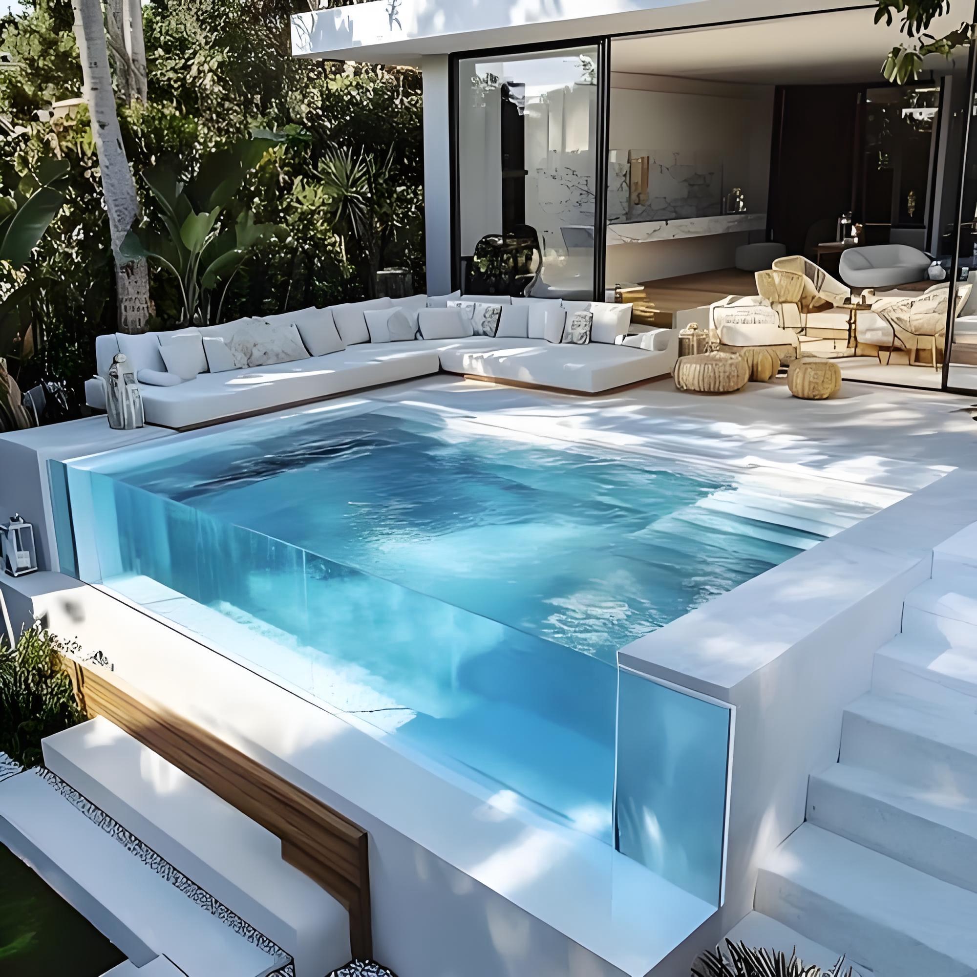 江苏汤臣亚克力 的想法: 亚克力一体化泳池设计,以界面消隐策略,融合