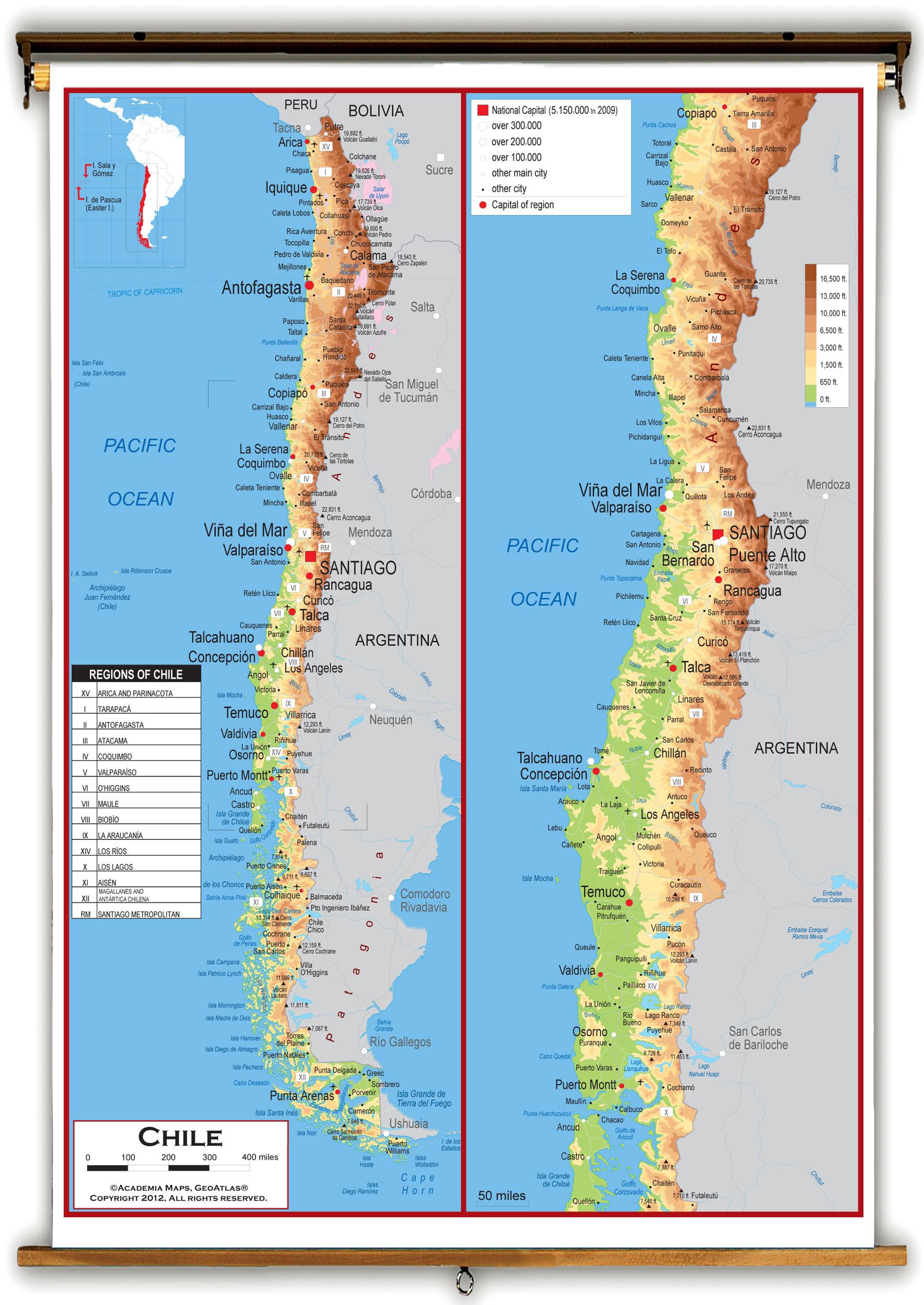 智利这个国家是如何印刷全国地图的?