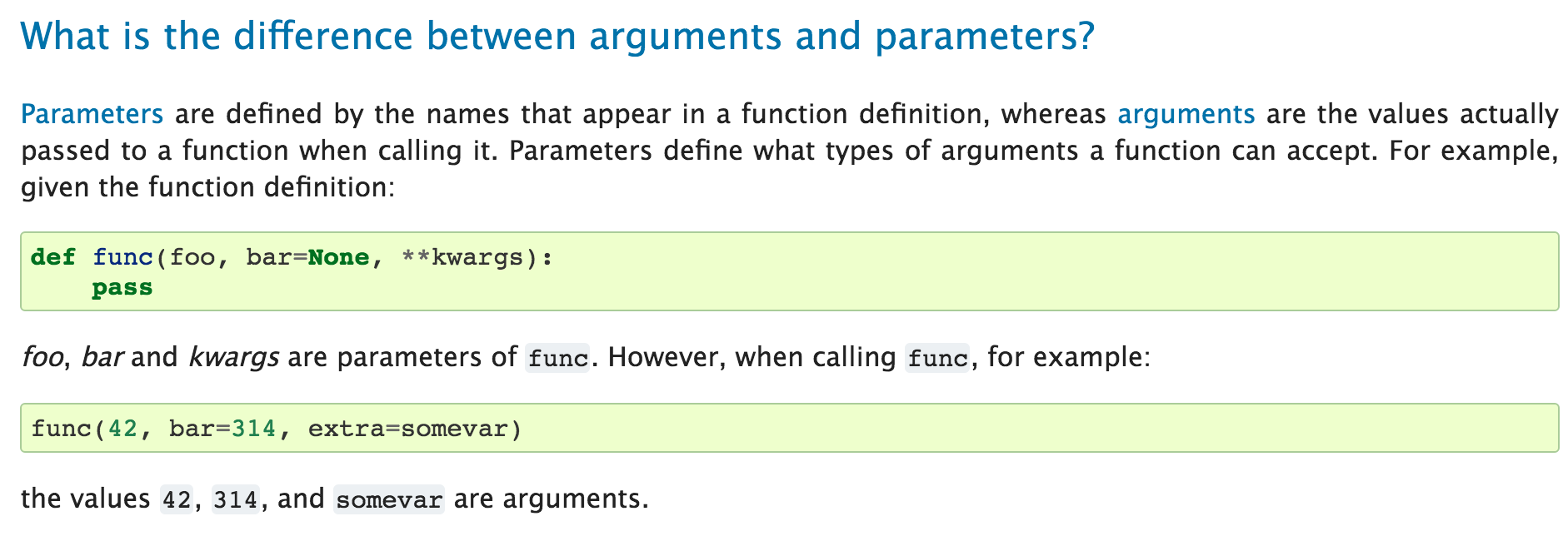 在Python中,parameters与argument有什么不同