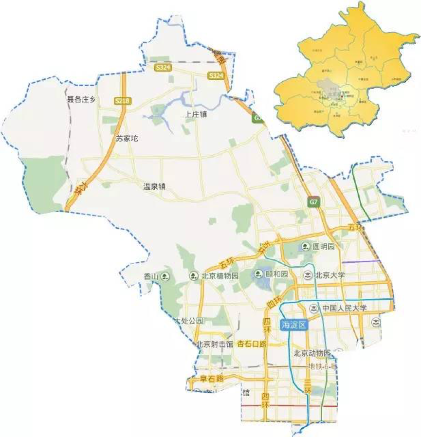 海淀区位于北京中心城区西北部,属于北京城市功能拓展区辖区面积430