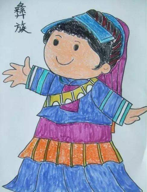 彝族娃娃 绘画图片