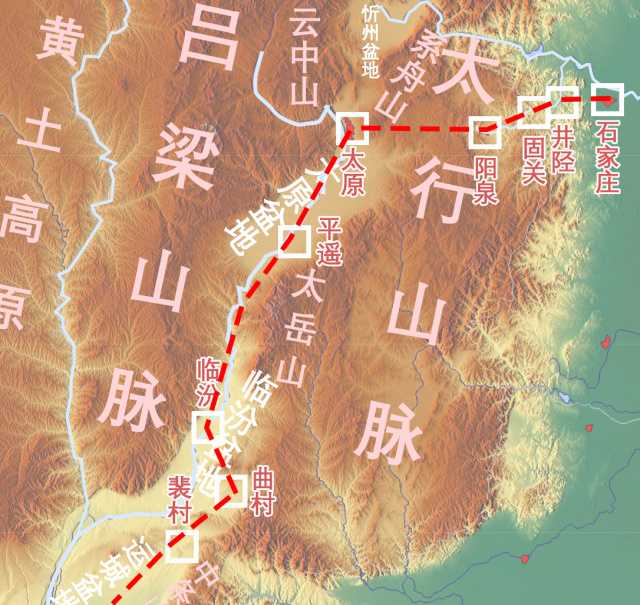 石家庄—临汾—运城盆地路线图