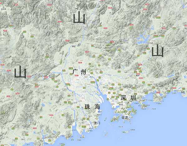 珠江三角洲地形图高清图片