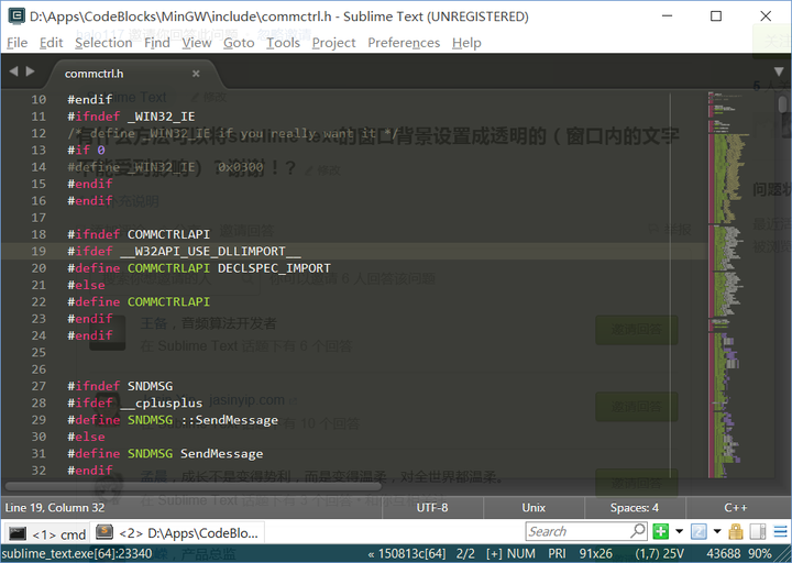 有什么方法可以将sublime text的窗口背景设置成透明的（窗口内的文字 