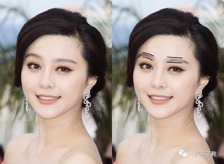 范冰冰的眉毛其实也有眉形的不对称,这个时候,高低眉看起来就会更明显