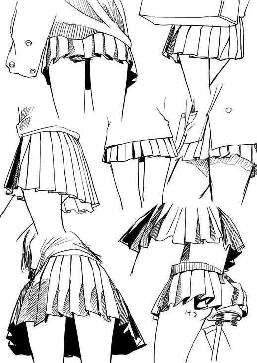 美少女百褶裙画法画女生用得上收好呀