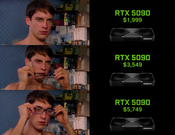 如何看待「现在查 RTX 5090 价格已经变成了一种恐怖片题材」这个梗？