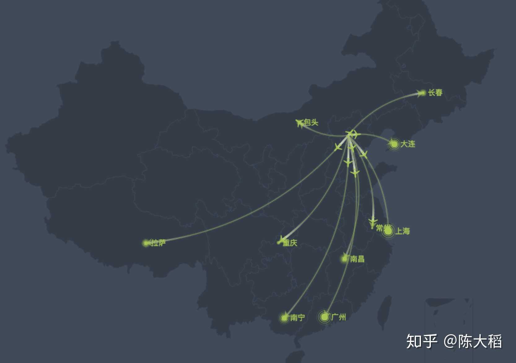 echarts 如何制作实时航线图?