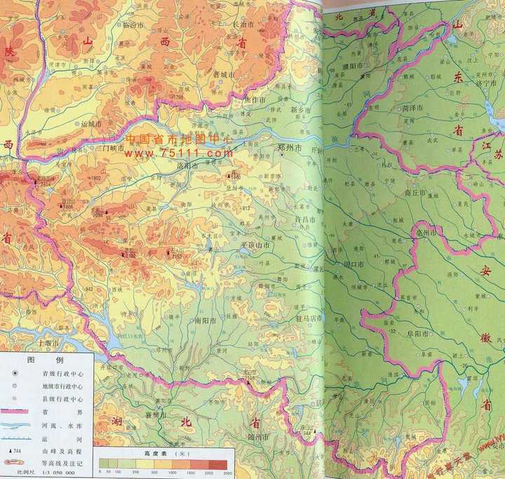 河南省行政区域图) 必须要说这四座城市中洛阳市西南外围崤山山脉和